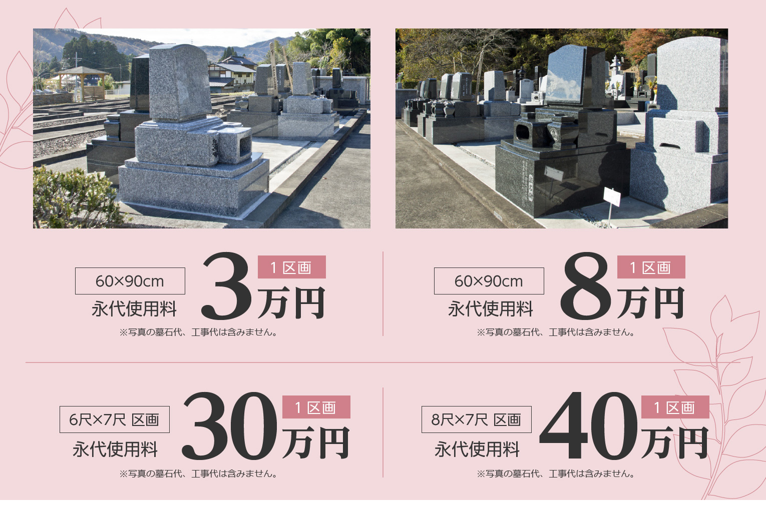区画料金一覧